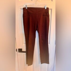 Elegant Burgundy Patternec Women's Pants